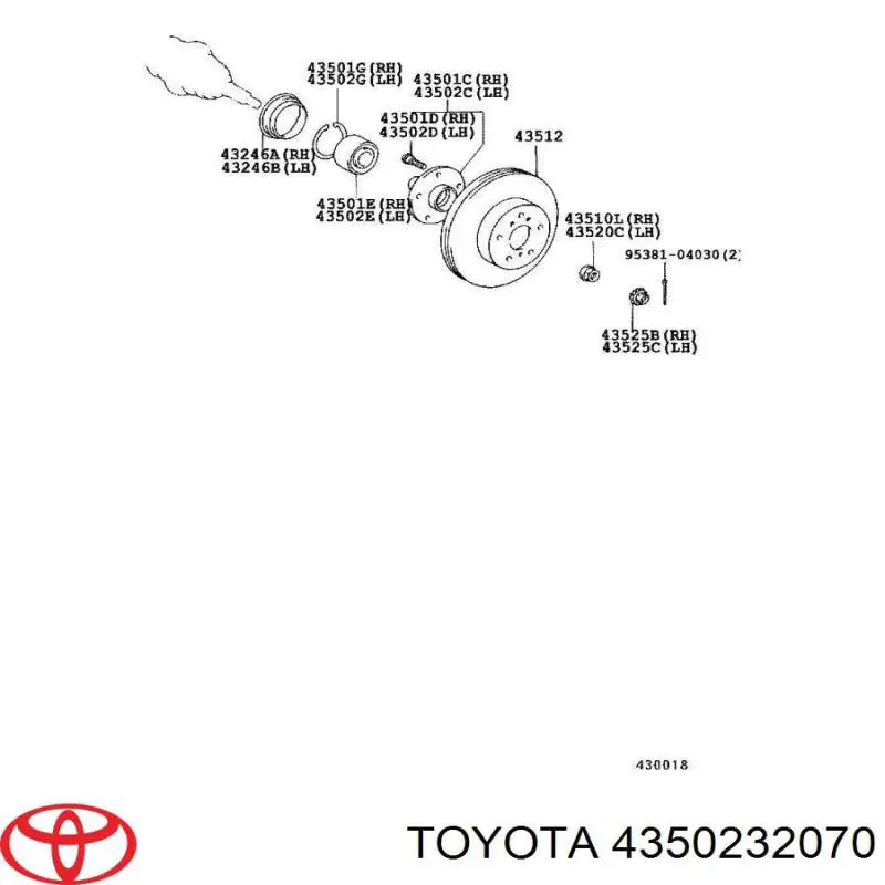 4350232070 Toyota cubo de rueda delantero