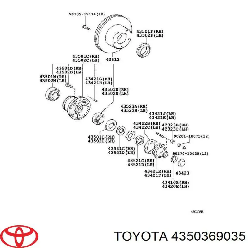 4350369035 Toyota cubo de rueda delantero