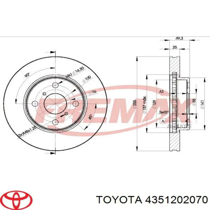 Comprar 4351202070 Toyota Freno de disco delantero