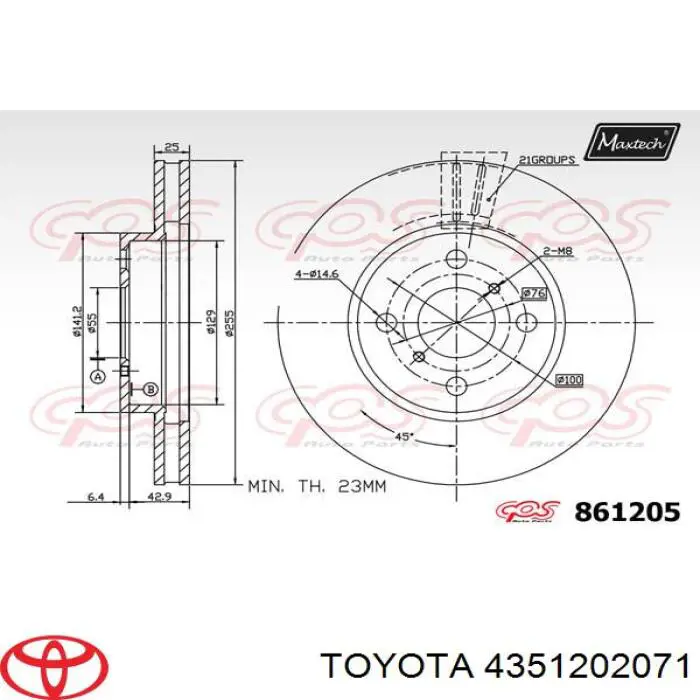 Comprar 4351202071 Toyota Freno de disco delantero