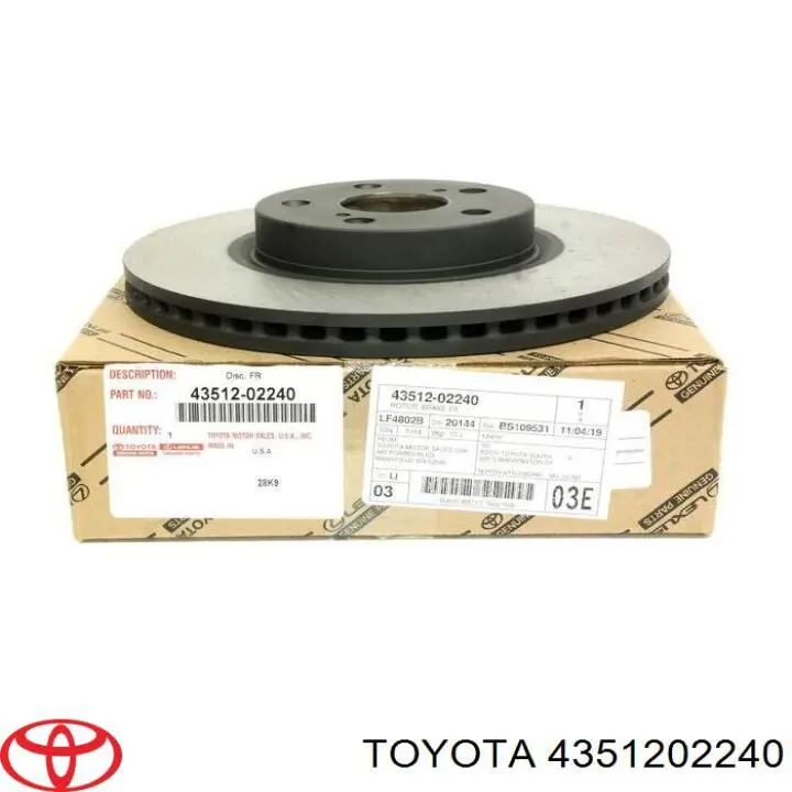 4351202240 Toyota freno de disco delantero