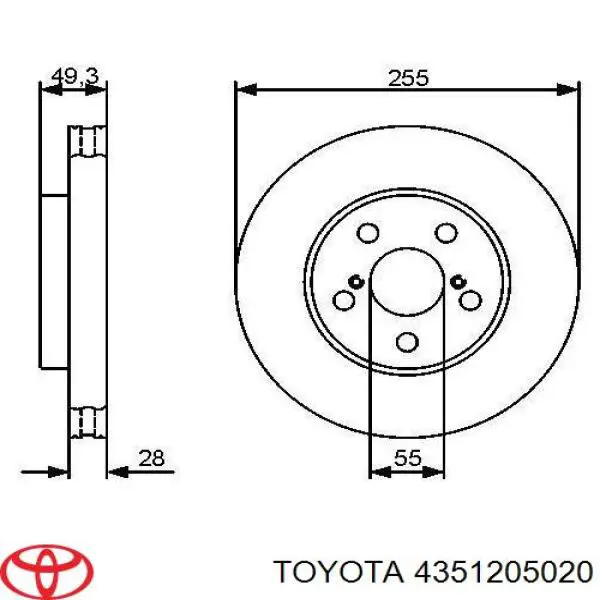 4351205020 Toyota disco de freno delantero