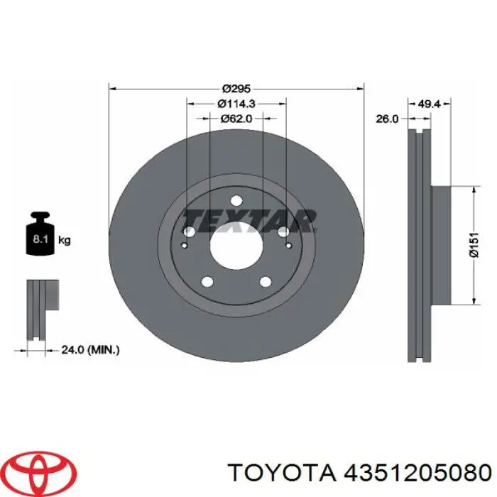 Comprar 4351205080 Toyota Freno de disco delantero