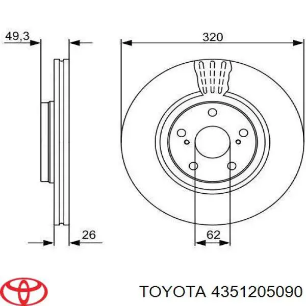 Comprar 4351205090 Toyota Freno de disco delantero