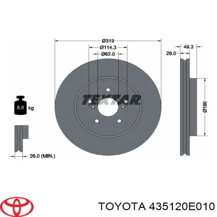 435120E010 Toyota disco de freno delantero