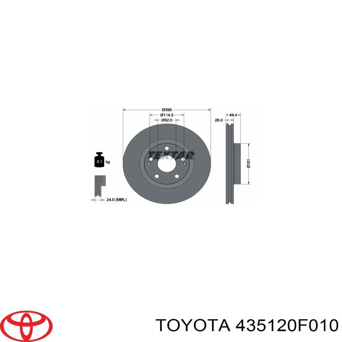 Frenos delanteros Toyota 435120F010 precio, desde 46,18 EUR