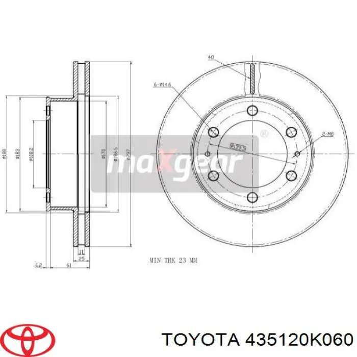 Comprar 435120K060 Toyota Freno de disco delantero