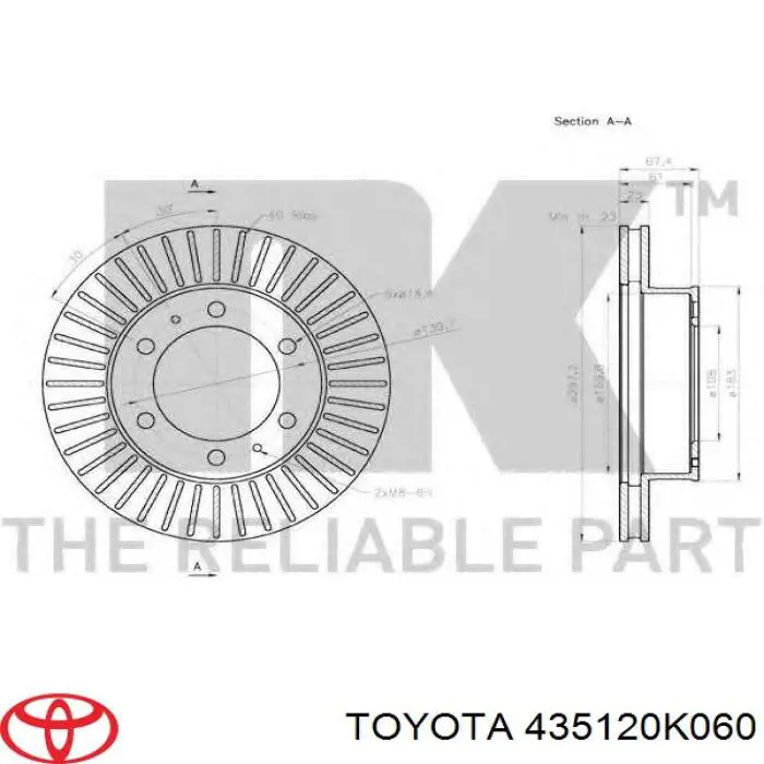 435120K060 Toyota disco de freno delantero