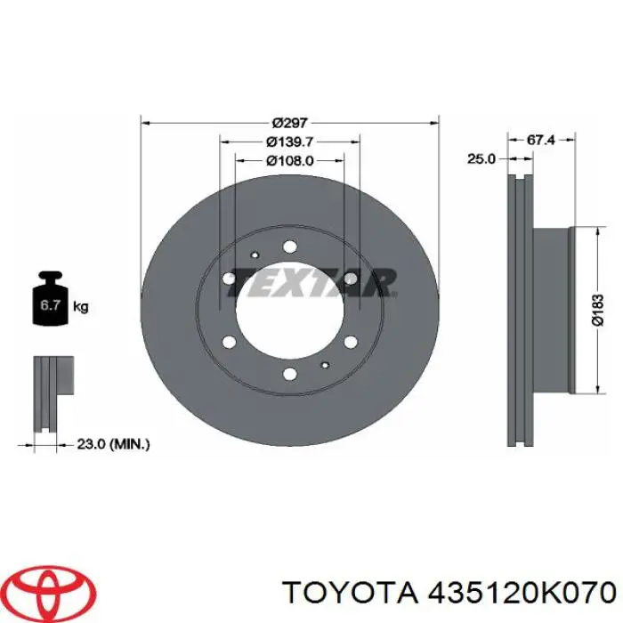 Comprar 435120K070 Toyota Freno de disco delantero