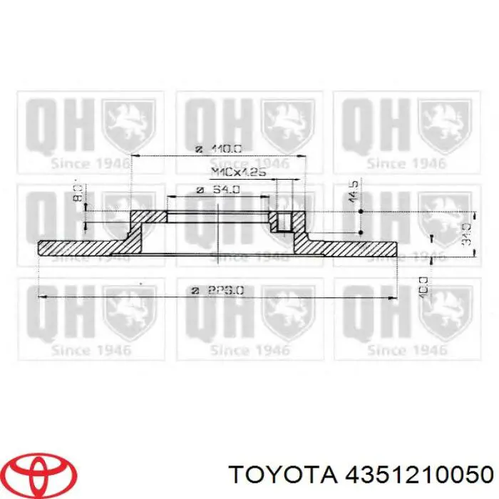 4351210050 Toyota freno de disco delantero