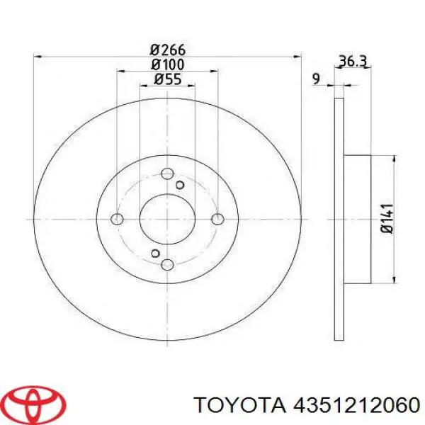 4351212060 Toyota disco de freno delantero