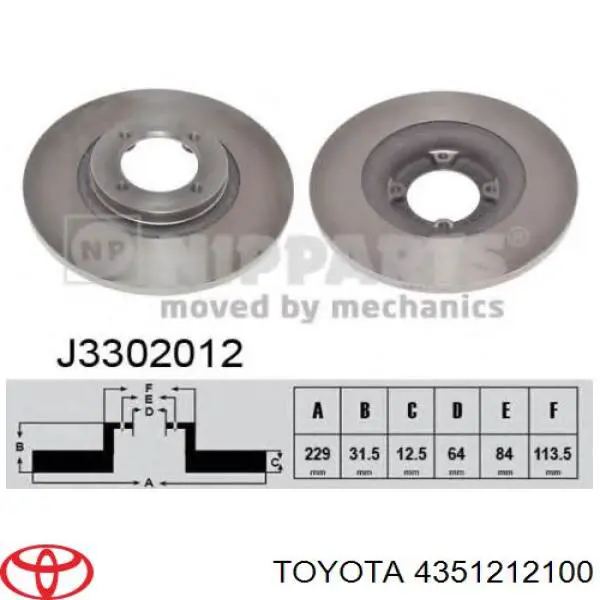 4351212110 Toyota disco de freno trasero