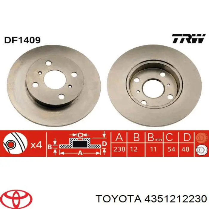 Freno de disco delantero para Toyota Corolla (E9)