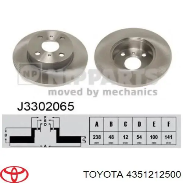 4351212500 Toyota disco de freno delantero
