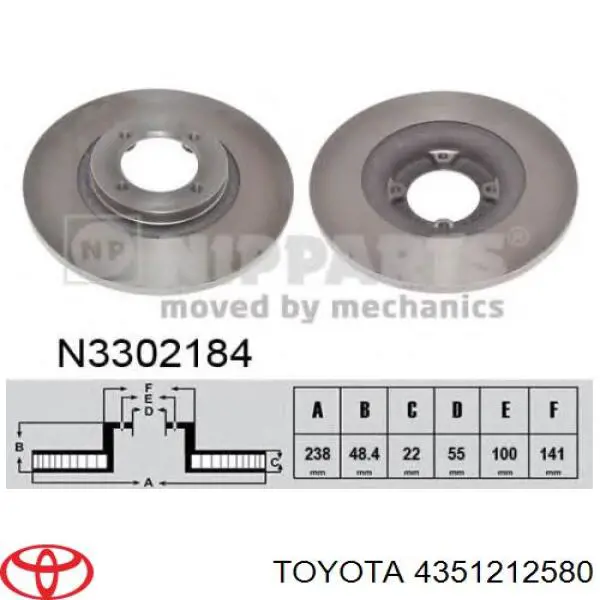 Comprar 4351212580 Toyota Freno de disco delantero