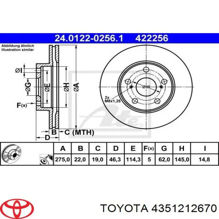 4351212670 Toyota disco de freno delantero