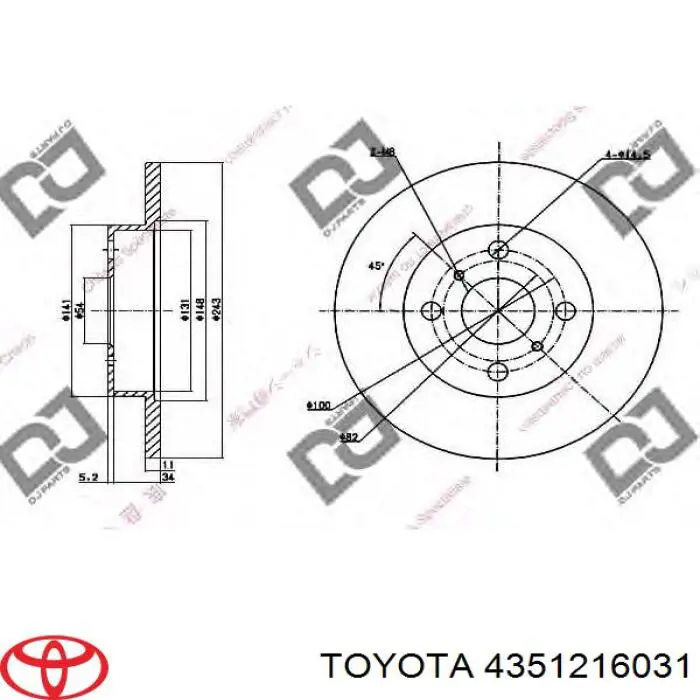Disco de freno 4351216030 Toyota