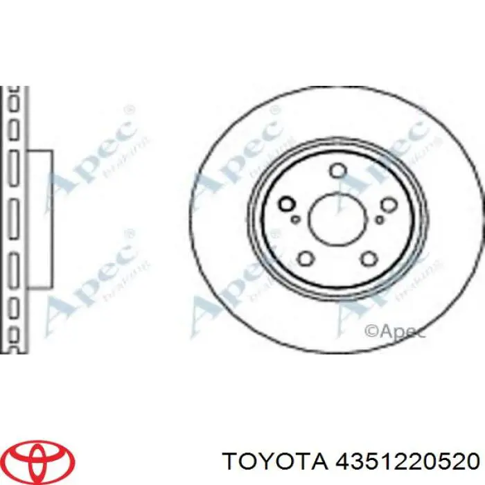 4351220520 Toyota disco de freno delantero