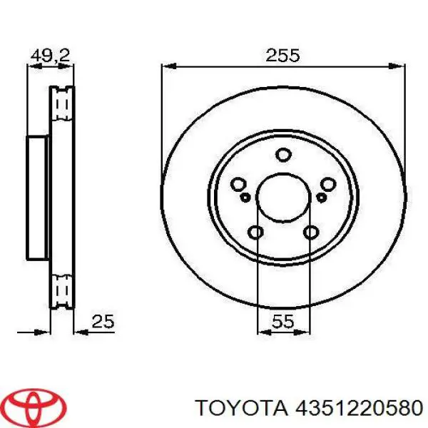 4351220580 Toyota disco de freno delantero