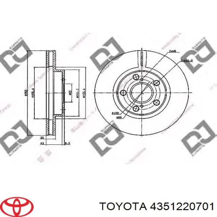 Disco de freno 4351220701 Toyota
