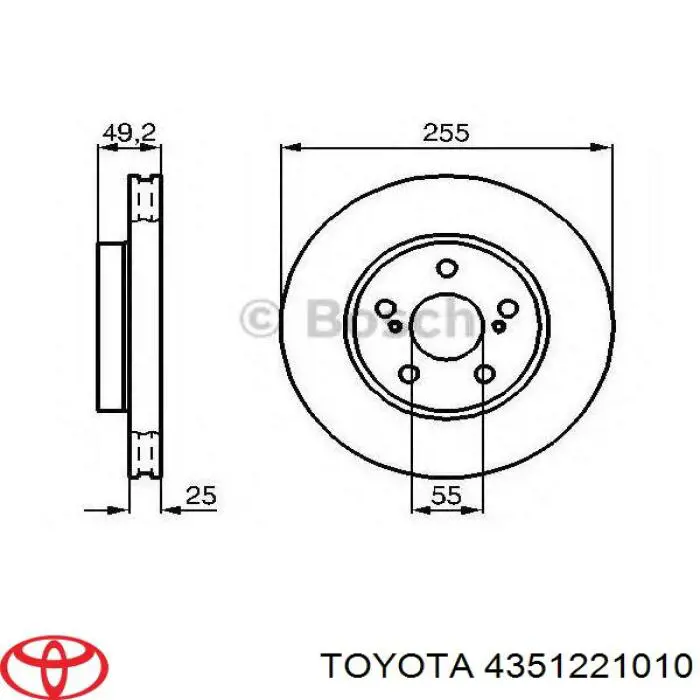 4351221010 Toyota disco de freno delantero