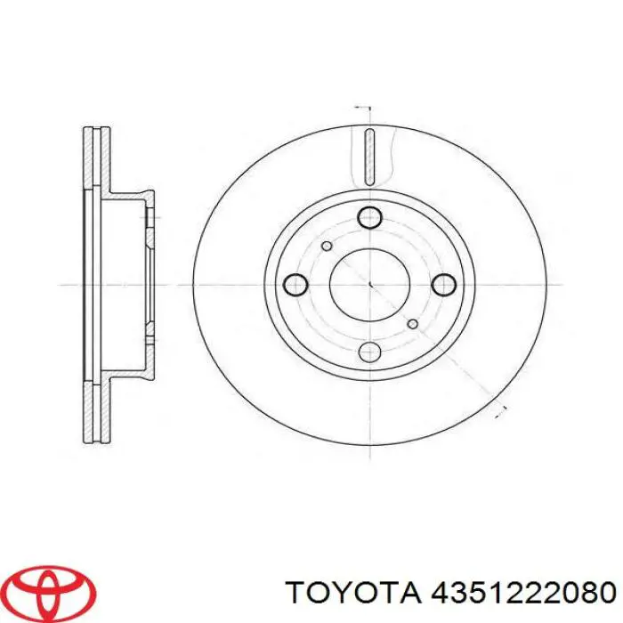 4351222080 Toyota freno de disco delantero