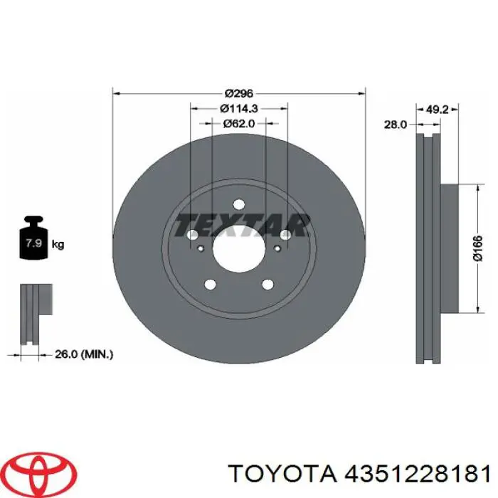 4351228181 Toyota disco de freno delantero