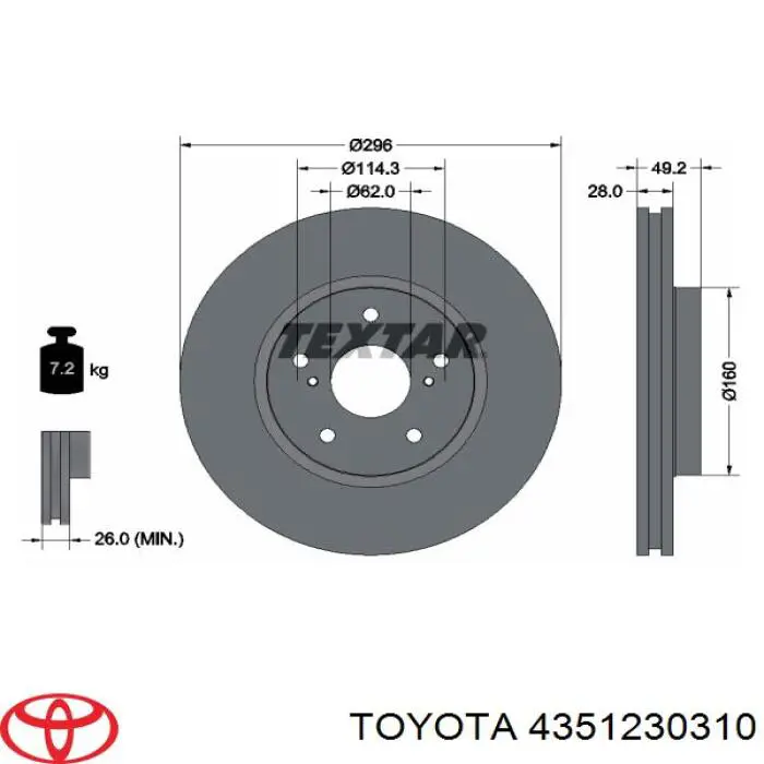 Comprar 4351230310 Toyota Freno de disco delantero