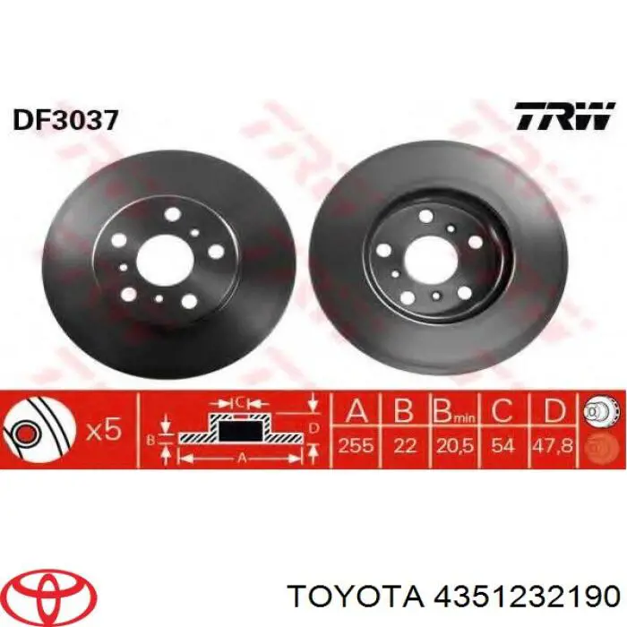 Disco de freno delantero Toyota 4351232120