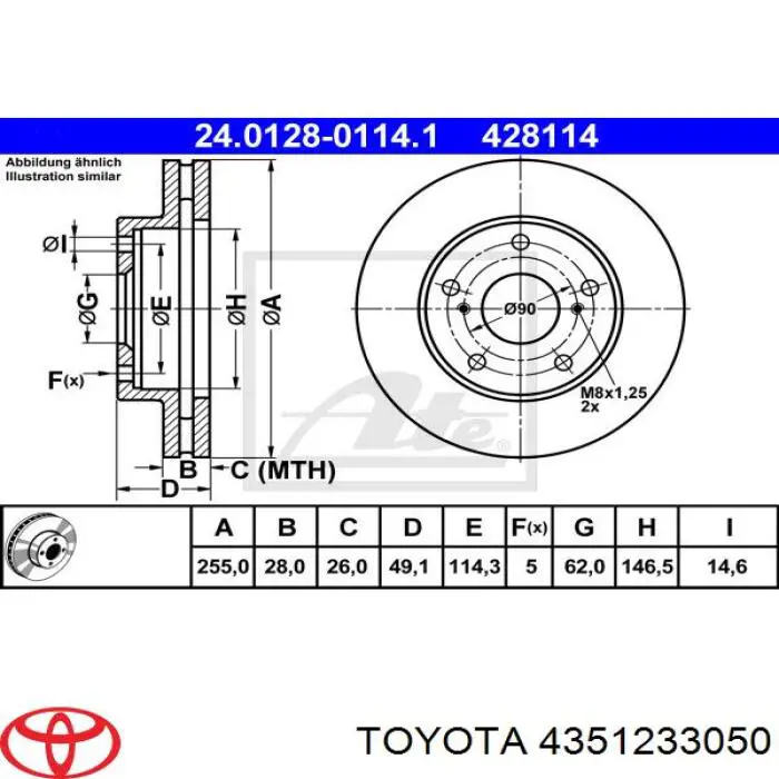 Comprar 4351233050 Toyota Freno de disco delantero