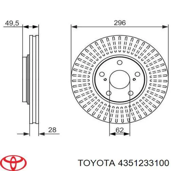 4351233100 Toyota disco de freno delantero