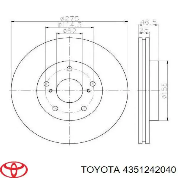 Comprar 4351242040 Toyota Freno de disco delantero