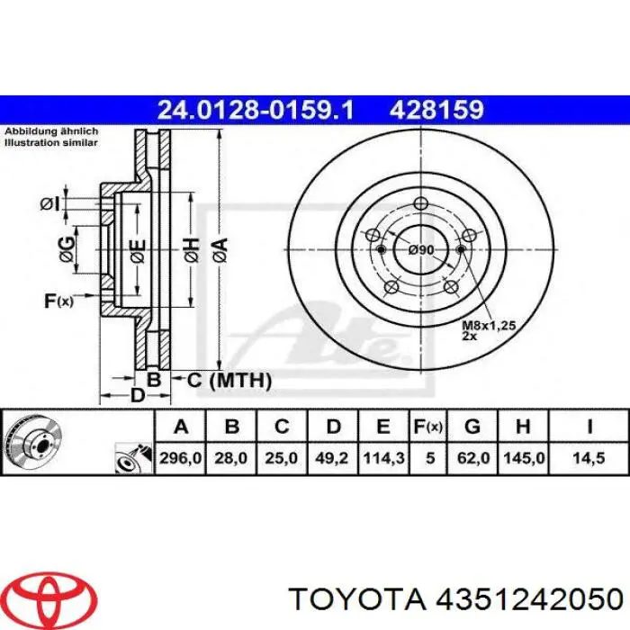 Disco de freno delantero Toyota 4351242050