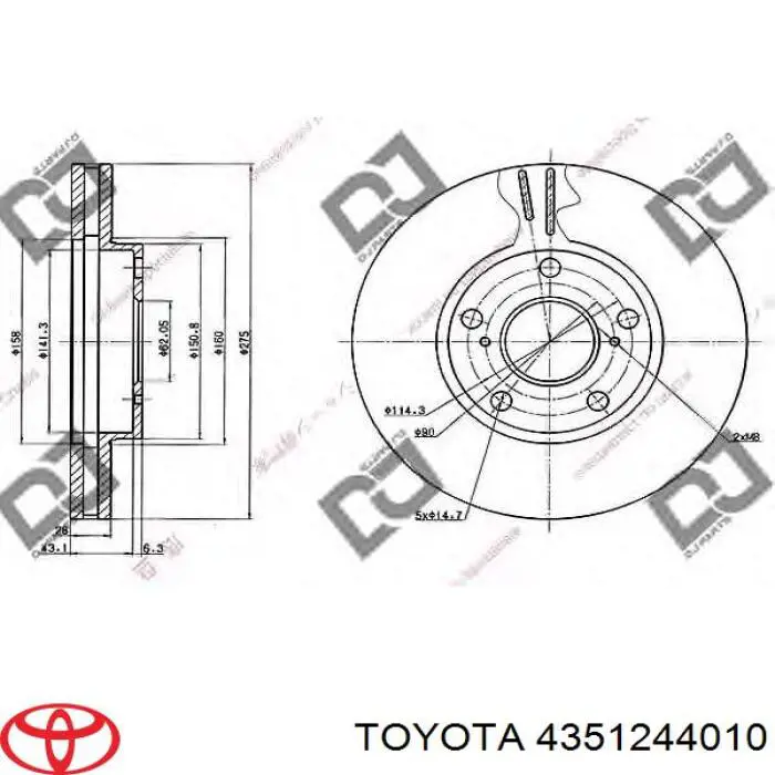 4351244010 Toyota disco de freno delantero