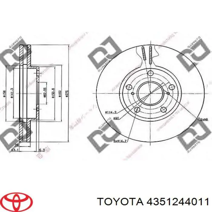 4351244011 Toyota disco de freno delantero