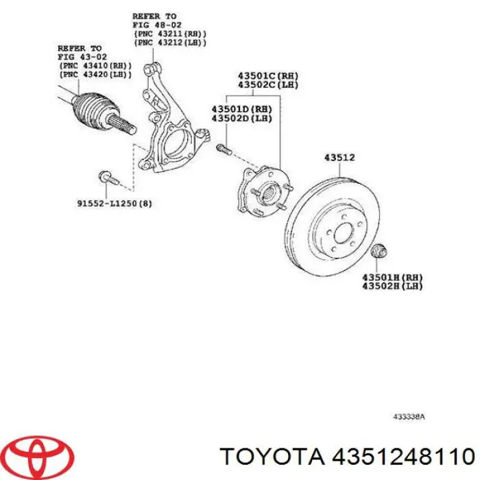 4351248110 Toyota freno de disco delantero