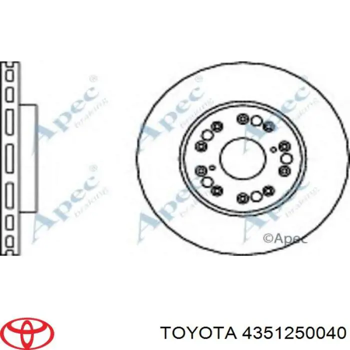 4351250040 Toyota disco de freno delantero