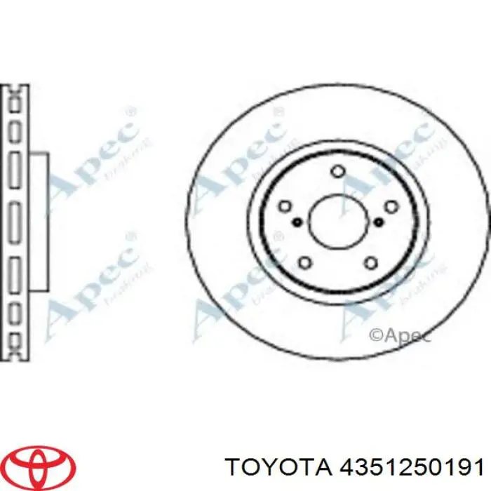 4351250191 Toyota freno de disco delantero