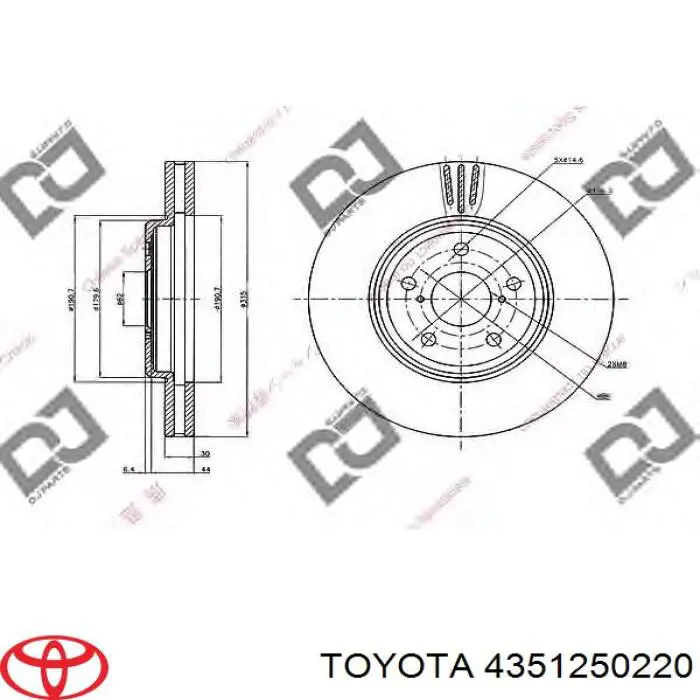 4351250220 Toyota freno de disco delantero