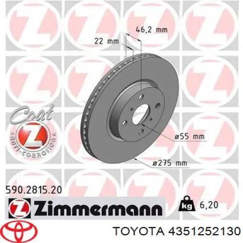 Frenos delanteros Toyota 4351252130 precio, desde 38,95 EUR