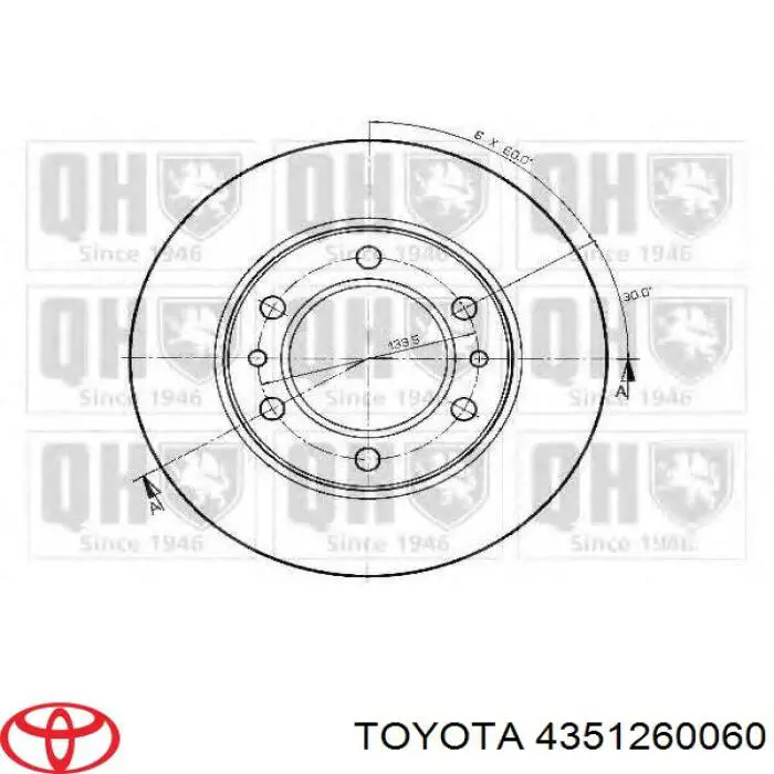 Disco de freno 4351235070 Toyota