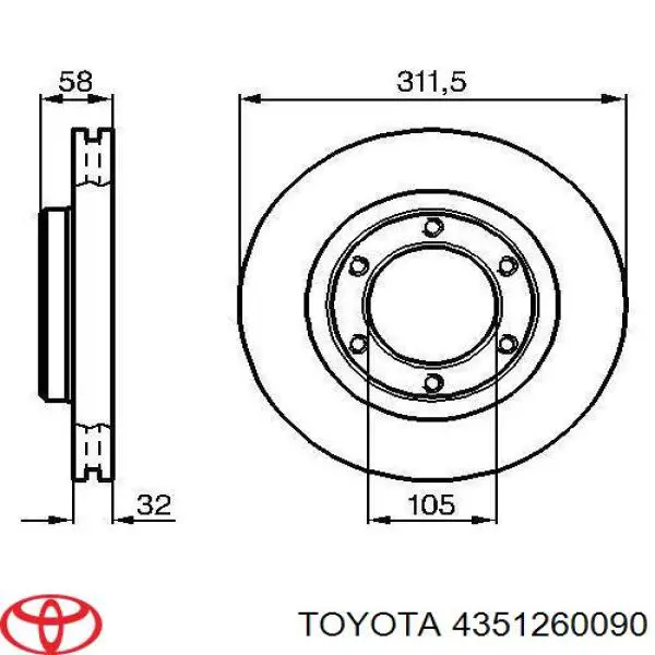 Disco de freno 4351260090 Toyota