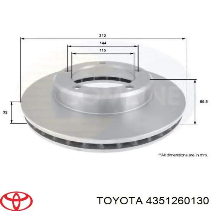 Disco de freno delantero Toyota 4351260130