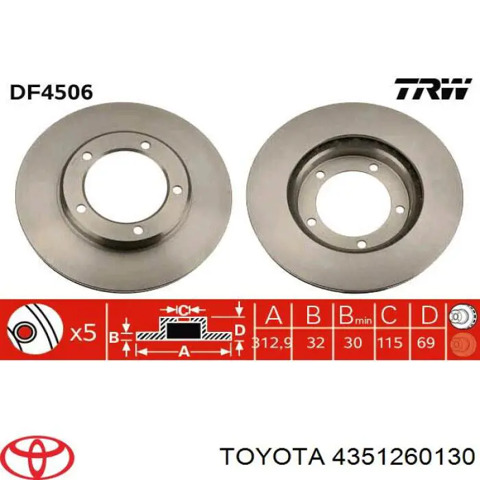 Frenos delanteros Toyota 4351260130 precio, desde 59,58 EUR