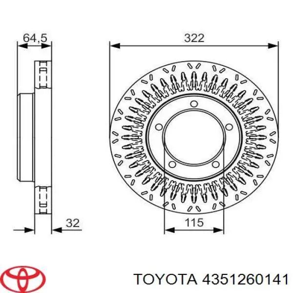 Disco de freno 4351260141 Toyota