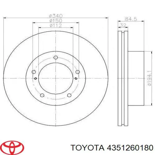 Comprar 4351260180 Toyota Freno de disco delantero