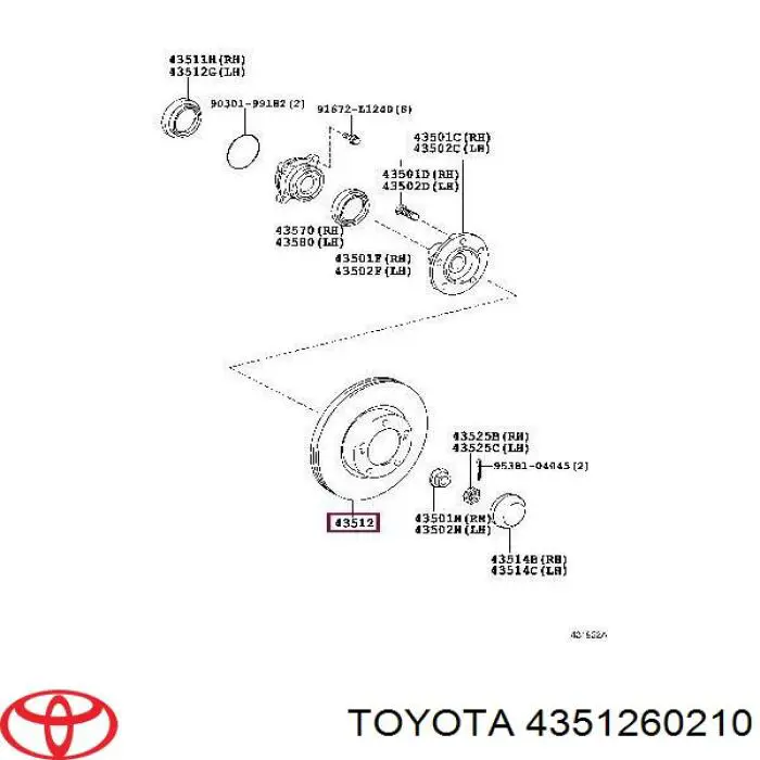 4351260210 Toyota disco de freno delantero