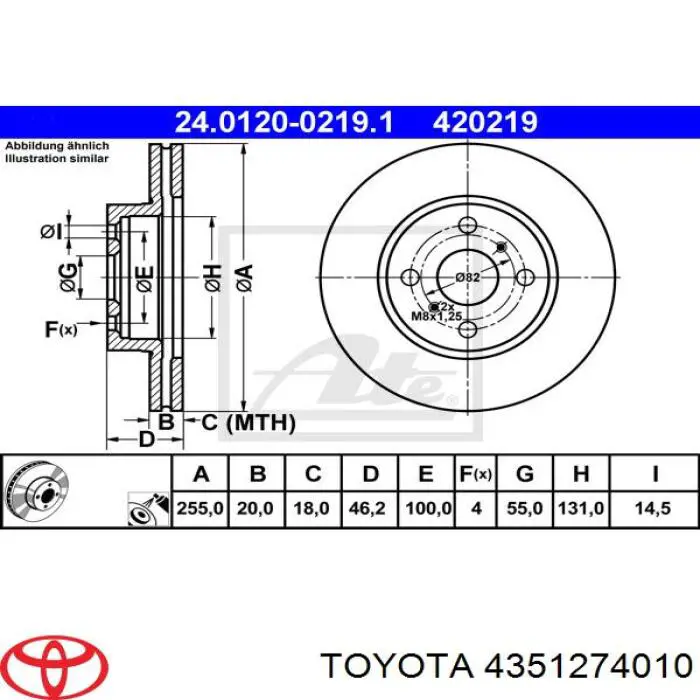 4351274010 Toyota disco de freno delantero