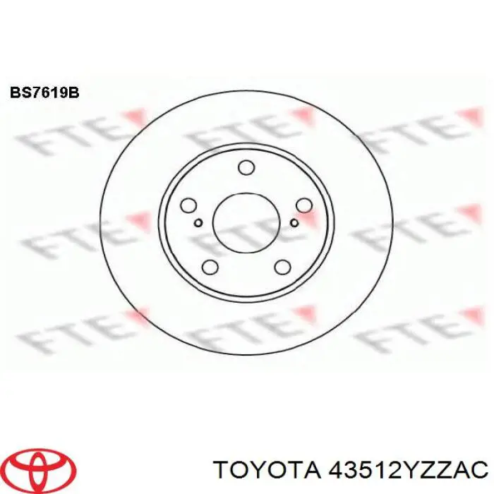 43512YZZAC Toyota disco de freno delantero