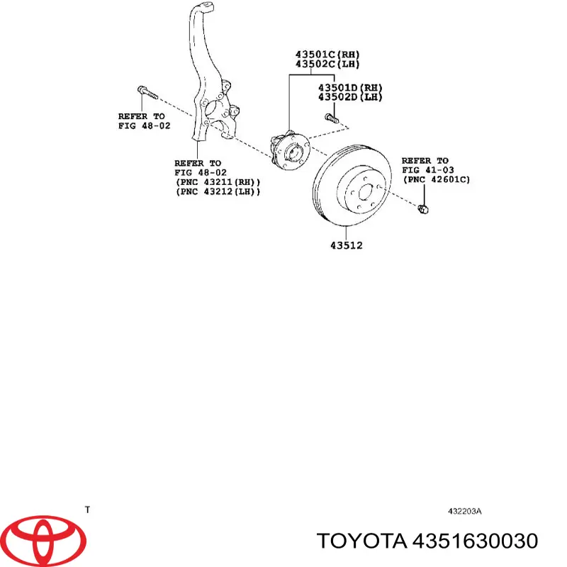 4351630030 Toyota freno de disco delantero